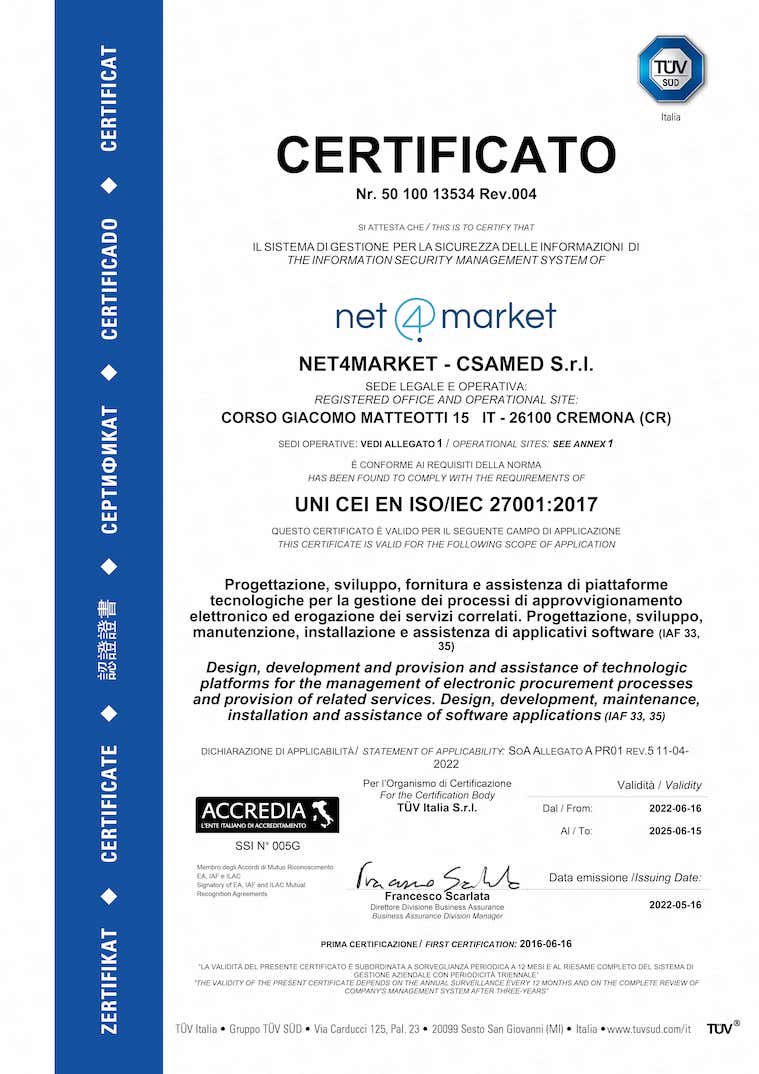 Certificazione ISo 27001