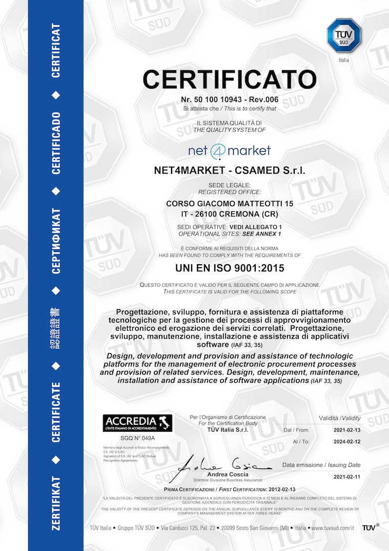 Certificazione ISO 9001